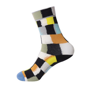 SF1054 Black & White Colorful Squares Socks - Iris Fashion Jewelry