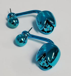 *E486 Fashion Blue Closed Rose Peek a Boo Earrings - Iris Fashion Jewelry