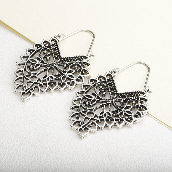 E1339 Silver Openwork Pattern Earrings - Iris Fashion Jewelry