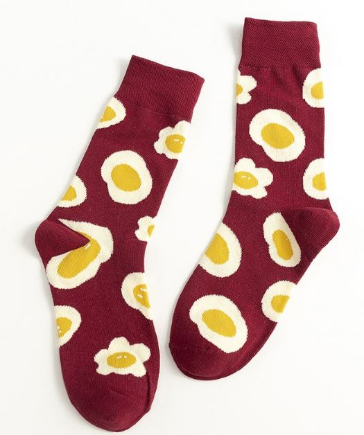 SF699 Burgundy Fried Egg Socks - Iris Fashion Jewelry
