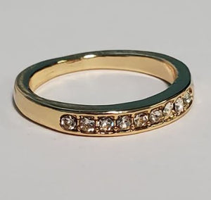 R447 Gold Band with Rhinestones Ring - Iris Fashion Jewelry