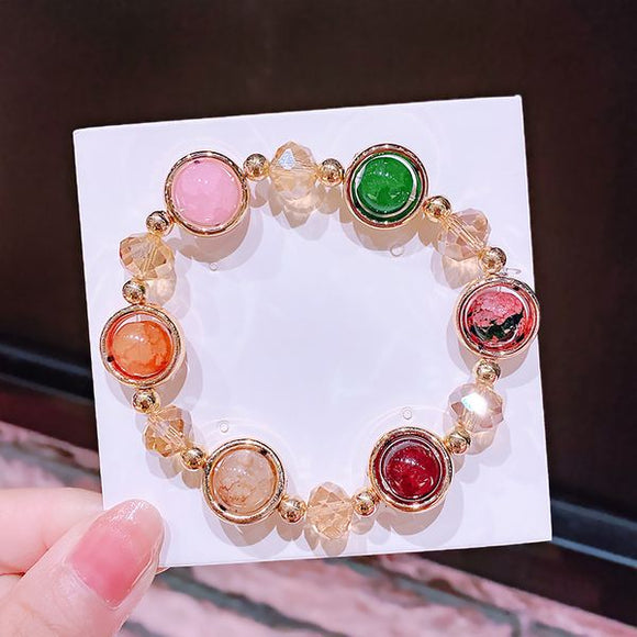B841 Gold & Multi Color Gem Bracelet - Iris Fashion Jewelry