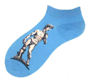 SF1045 Light Blue Famous Art Statue Low Cut Socks - Iris Fashion Jewelry