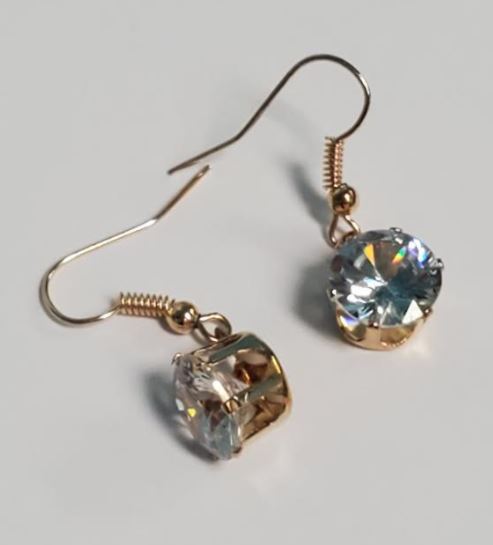 *E575 Gold Rhinestone Dangle Earrings - Iris Fashion Jewelry