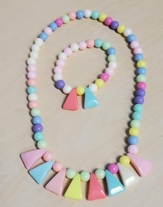 L155 Colorful Triangle Bead Necklace & Bracelet Set - Iris Fashion Jewelry