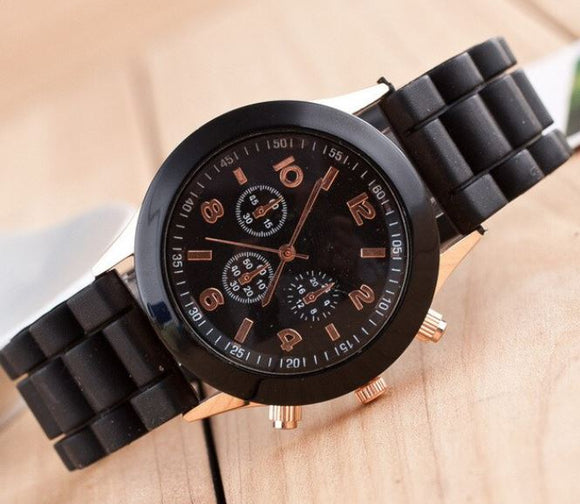 W451 Black Silicone Collection Quartz Watch - Iris Fashion Jewelry