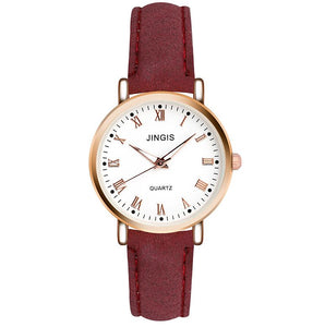 W403 Burgundy Roman Numerals Quartz Watch - Iris Fashion Jewelry