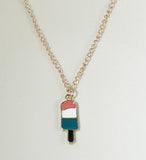 L486 Gold Baked Enamel Popsicle Necklace FREE Earrings - Iris Fashion Jewelry