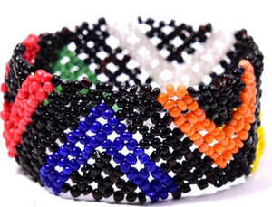 *B754 Black Multi Color Arrow Design Seed Bead Bracelet - Iris Fashion Jewelry