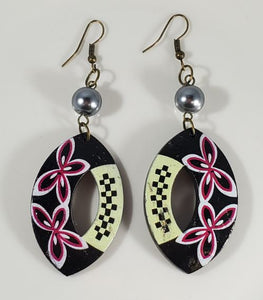 E1193 Pink Design Coconut Shell Wooden Earrings - Iris Fashion Jewelry