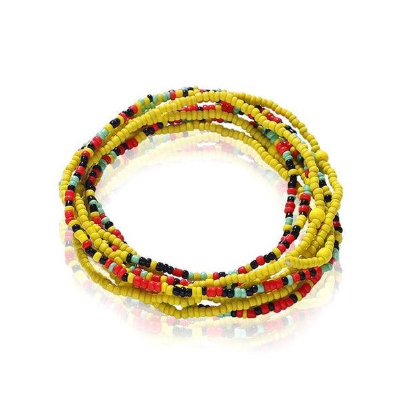 B644 Yellow & Multi Seed Bead Layered Bracelet - Iris Fashion Jewelry