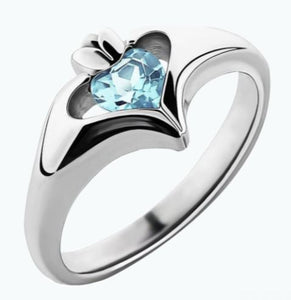 R164 Silver Heart Light Blue Gemstone Ring - Iris Fashion Jewelry