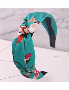 H387 Teal Floral Fabric Covered Head Band - Iris Fashion Jewelry