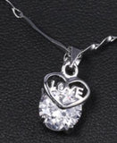 N1510 Silver Dainty Rhinestone with Heart Love Necklace with FREE Earrings - Iris Fashion Jewelry