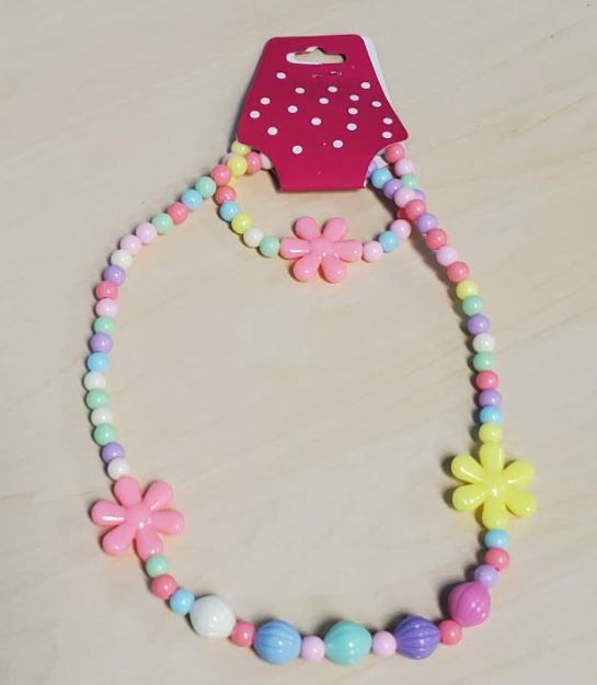 L108 Colorful Flowers Necklace & Bracelet Set - Iris Fashion Jewelry