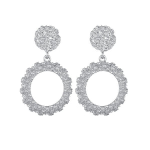 E849 Silver Textured Hoop Earrings - Iris Fashion Jewelry