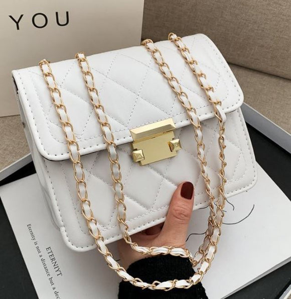 PB144 White Quilted Design Shoulder Bag - Iris Fashion Jewelry