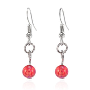 E718 Silver Iridescent Pink Bead Earrings - Iris Fashion Jewelry