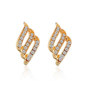 E90 Gold Rhinestone Stud Earrings - Iris Fashion Jewelry