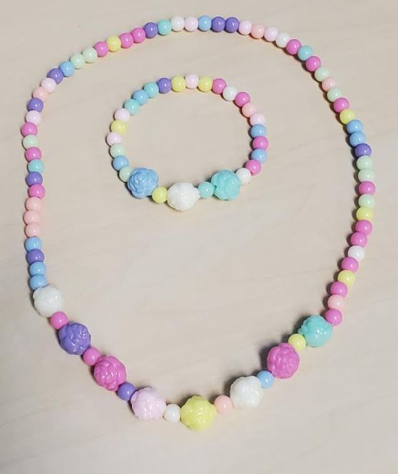 L147 Colorful Rose Beads Necklace & Bracelet Set - Iris Fashion Jewelry