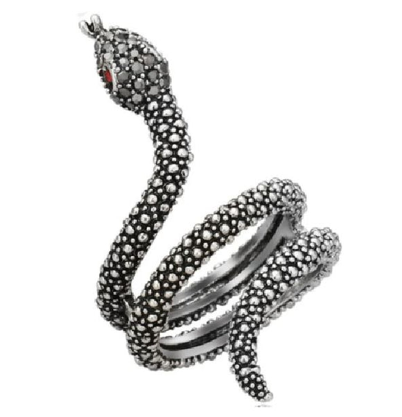 AR31 Silver Red Rhinestone Snake Adjustable Ring - Iris Fashion Jewelry