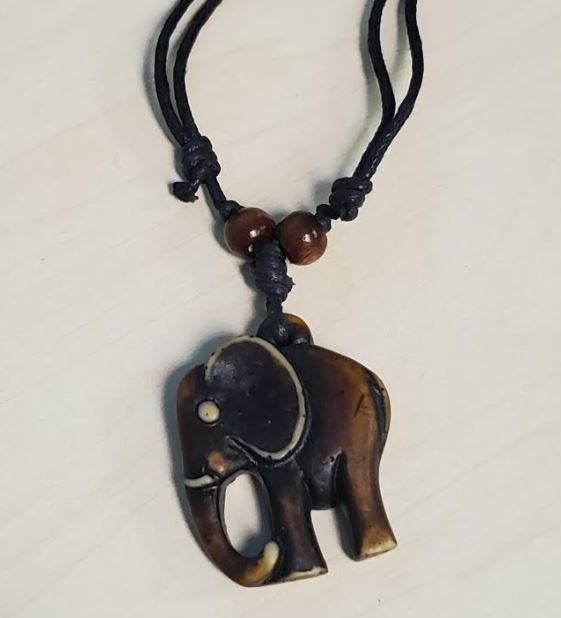 N1549 Elephant on Leather Cord Necklace - Iris Fashion Jewelry