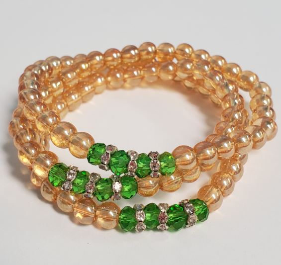 B400 Champagne Beaded Green Gemstones Bracelet - Iris Fashion Jewelry