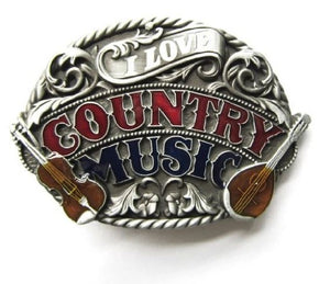 BU140 I love Country Music Belt Buckle - Iris Fashion Jewelry