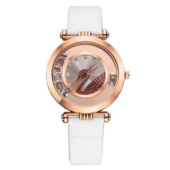 W217 White Gemstones Swan Collection Quartz Watch - Iris Fashion Jewelry