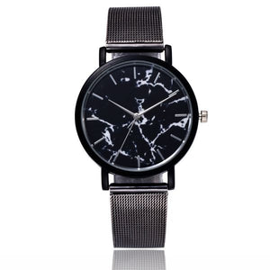 W202 Black Mesh Crackle Collection Quartz Watch - Iris Fashion Jewelry