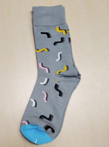 SF969 Gray Squiggles Design Socks - Iris Fashion Jewelry