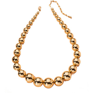 N1849 Gold Multi Size Bead Necklace with FREE Earrings - Iris Fashion Jewelry