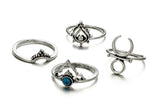 RS52 Silver Color 4 Piece Ring Set - Iris Fashion Jewelry