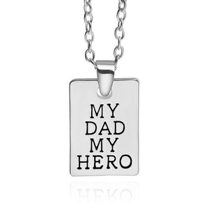 N1764 Silver My Dad My Hero Necklace - Iris Fashion Jewelry