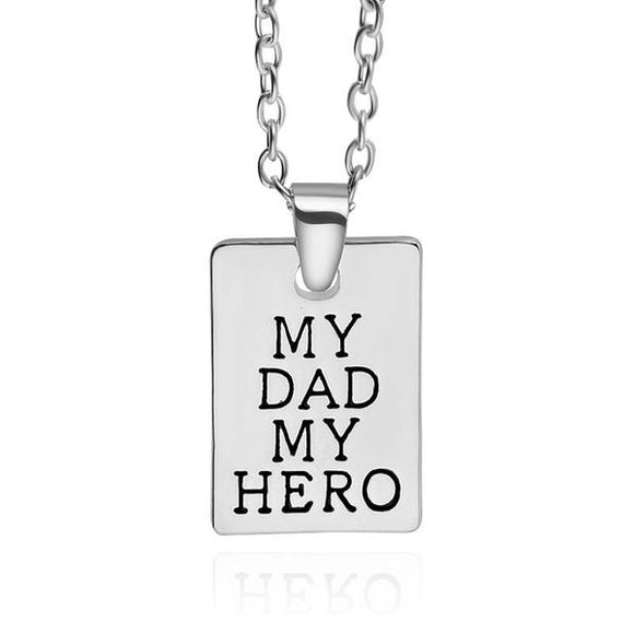 N1764 Silver My Dad My Hero Necklace - Iris Fashion Jewelry