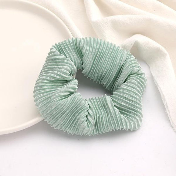 H112 Mint Green Ribbed Hair Scrunchie - Iris Fashion Jewelry