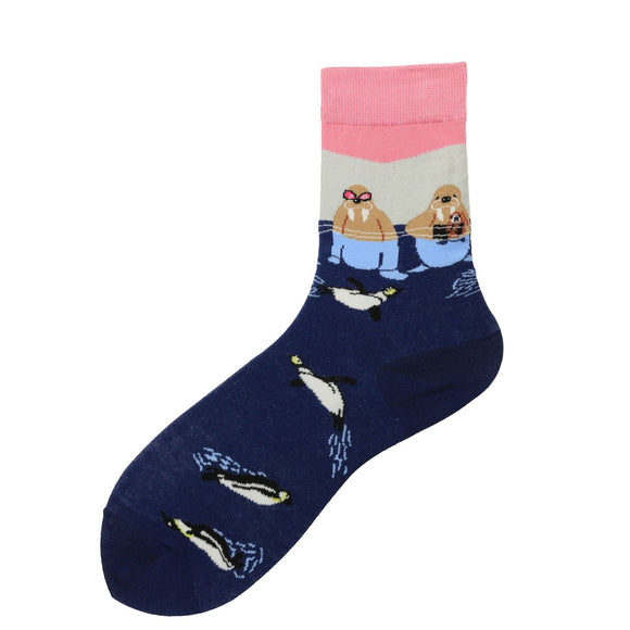 SF1050 Navy Blue Walrus & Penguin Socks - Iris Fashion Jewelry