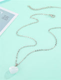 *N127 Silver Frosted Heart Necklace with FREE Earrings - Iris Fashion Jewelry