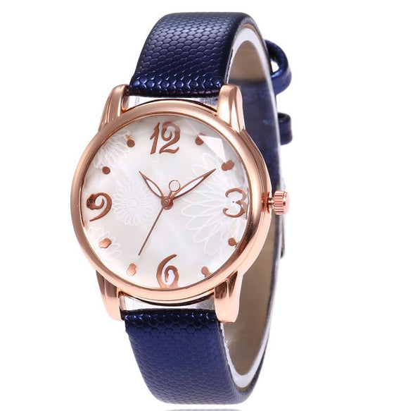 W485 Rose Gold Blue Blossom Collection Quartz Watch - Iris Fashion Jewelry