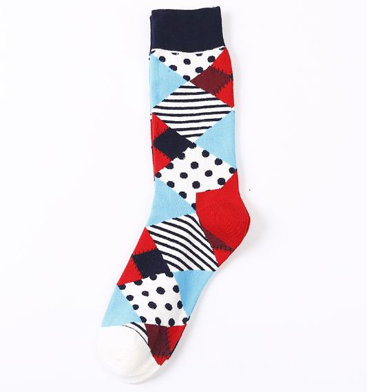 SF903 Blue and Red Stripes & Dots Socks - Iris Fashion Jewelry