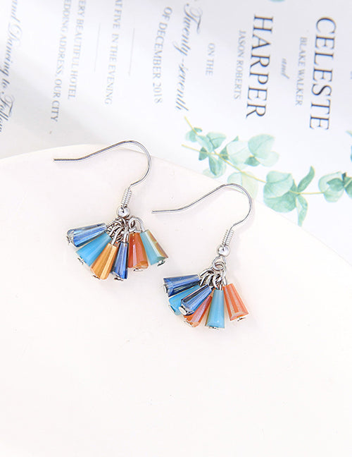 E1719 Silver Colorful Small Tassel Earrings - Iris Fashion Jewelry