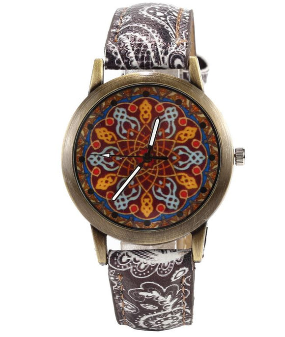 W371 Brown Paisley Collection Quartz Watch - Iris Fashion Jewelry