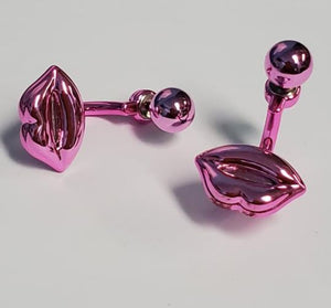 *E1021 Pink Lips Peek a Boo Earrings - Iris Fashion Jewelry