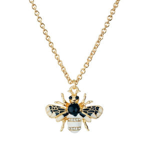 N426 Gold Black & White Moth Rhinestones Necklace FREE Earrings - Iris Fashion Jewelry