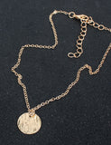 N89 Gold Textured Disk Necklace with FREE Earrings - Iris Fashion Jewelry