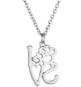 N1730 Silver Love Paw Necklace with FREE Earrings - Iris Fashion Jewelry