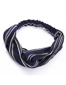 H381 Black with White Stripes Pattern Cloth Hair Band - Iris Fashion Jewelry