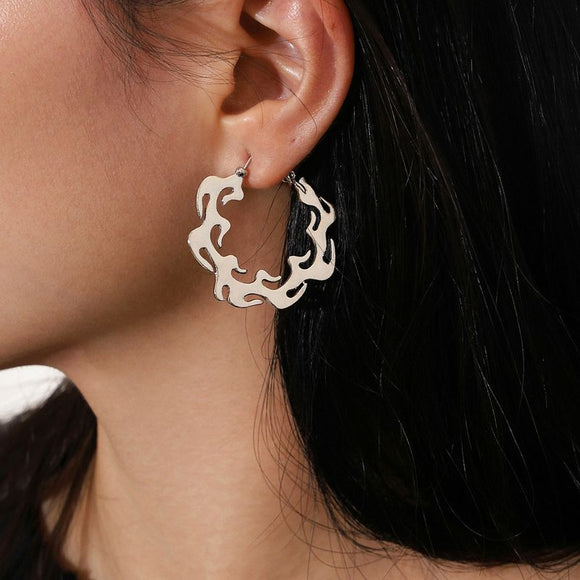 E1078 Silver Geometric Hoop Earrings - Iris Fashion Jewelry
