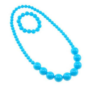 L167 Fashion Blue Beaded Necklace & Bracelet Set - Iris Fashion Jewelry