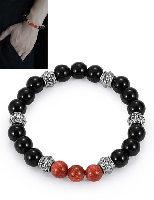 B414 Brown & Black Bead Bracelet - Iris Fashion Jewelry